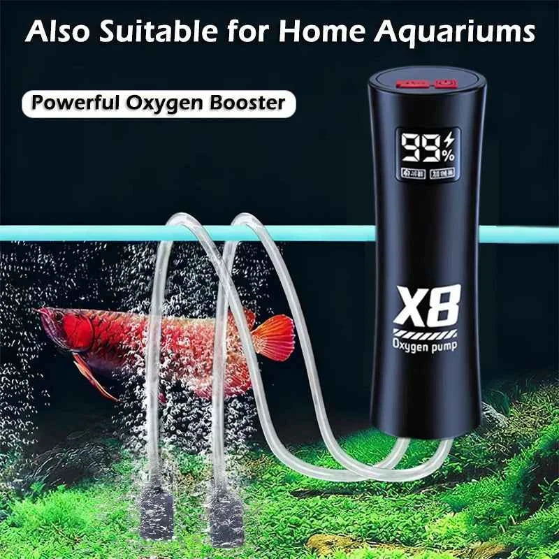 Aquarium Fish Tank Oxygen Pump Charging Dual-Purpose Air Pump Usb Lithium Battery Household Portable Fishing Mute Outdoor