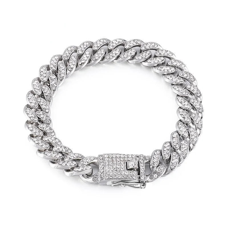 Luxury Designer Dog Collar Bling Diamond Pet Chain for Small Medium Large Dogs Cat Puppy Gold Necklace Jewelry Dog Accessories
