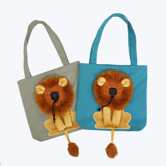 Pet Canvas Shoulder Bag Lion Shaped Carrier For Cat Comfortable Cats Carrying Pouch Handbag Puppy Messenger Bag For Out Travel - Play Paws Toys