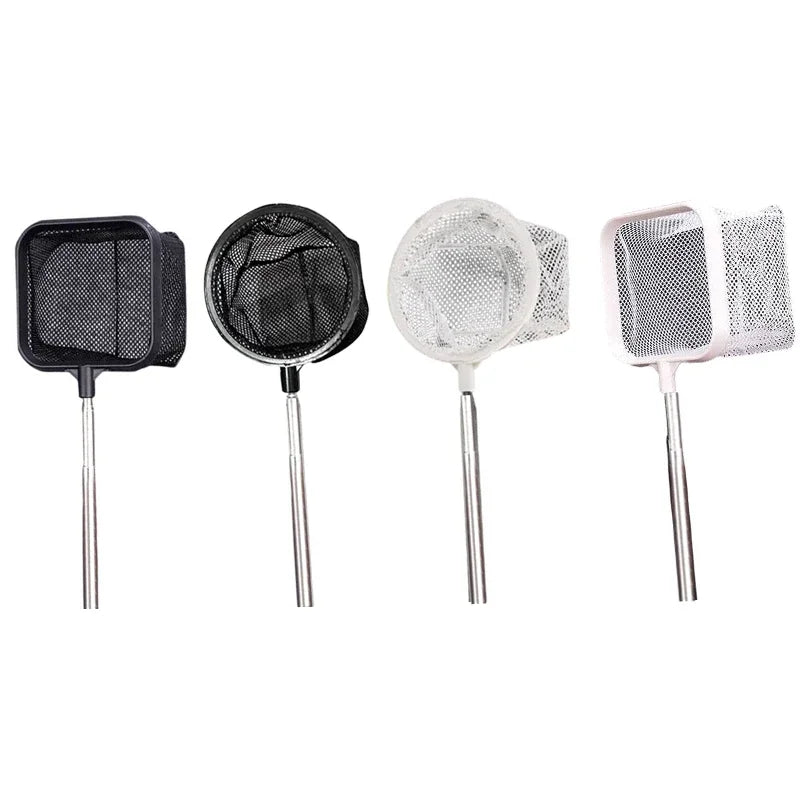 Aquarium Fish Tank Net with Suction Cup Extendable Handle Landing Net Isolation Net for Fish Tank Cleaning Tool Accessories
