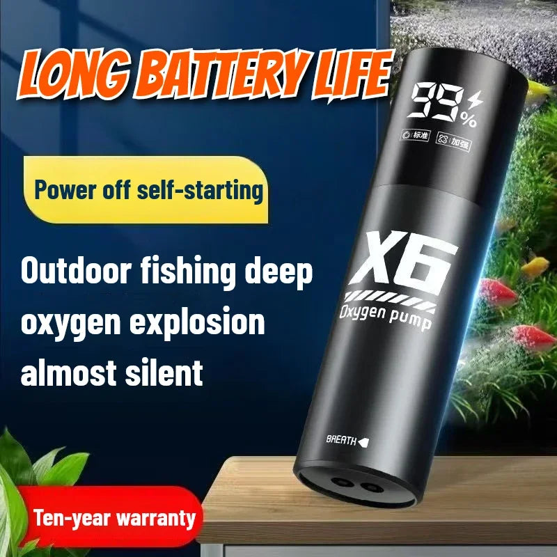 5W USB Rechargeable Oxygen Pump for Outdoor Fishing/Aquarium, Portable Aerator with 48H Runtime for Night Fishing