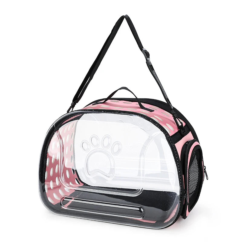 Transparent Foldable Outdoor Pet Travel Carrier Bag Handbag Puppy & Kitten Capsule Transparent Portable Shoulder Strap Bag - Play Paws Toys