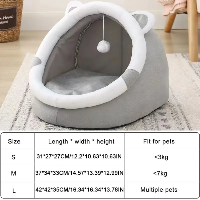 Pet Tent Cave Bed for Cats Small Dogs Self-Warming Cat Tent Bed Cat Hut Comfortable Pet Sleeping Bed Foldable Removable Washable - Play Paws Toys