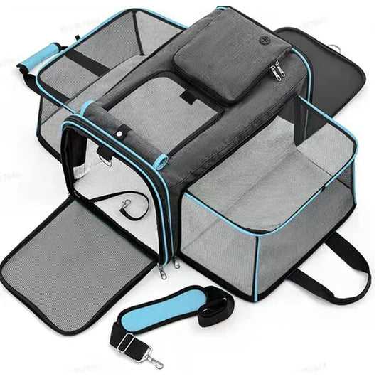 Cat Bag Foldable Large Capacity Cat Outdoor Car Expansion Portable Pet Handbag Breathable Diagonal Cross Bag for Cats and Dogs - Play Paws Toys