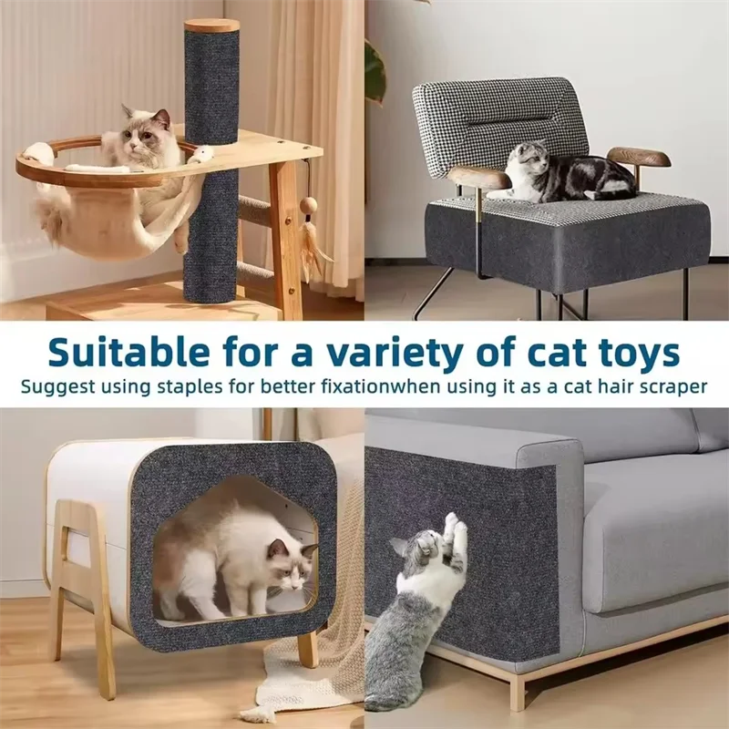 1Roll Cat Scratching Mat Self-Adhesive Trimmable Carpet Cat Scratching Post Carpet for Anti-scratching Sofa Furniture Protection