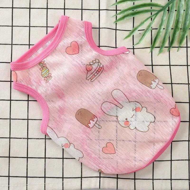 Sunscreen Clothes for Cats Summer Pet Vest Cute Print Cat Puppy Clothing Ultra-thin Breathable Kitten Pullover ropa para gatos
