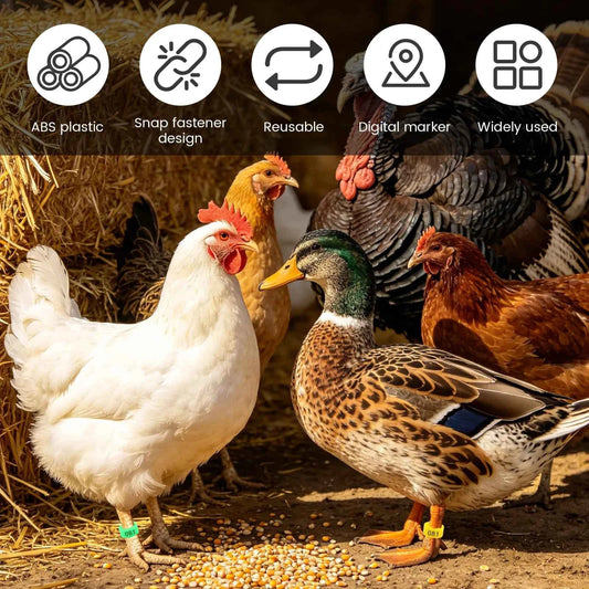100pcs Chicken Leg Ring Colorful Plastic Band Foot Ring Bird Identification Numbered Poultry Leg Tags Buckle for Duck Goose