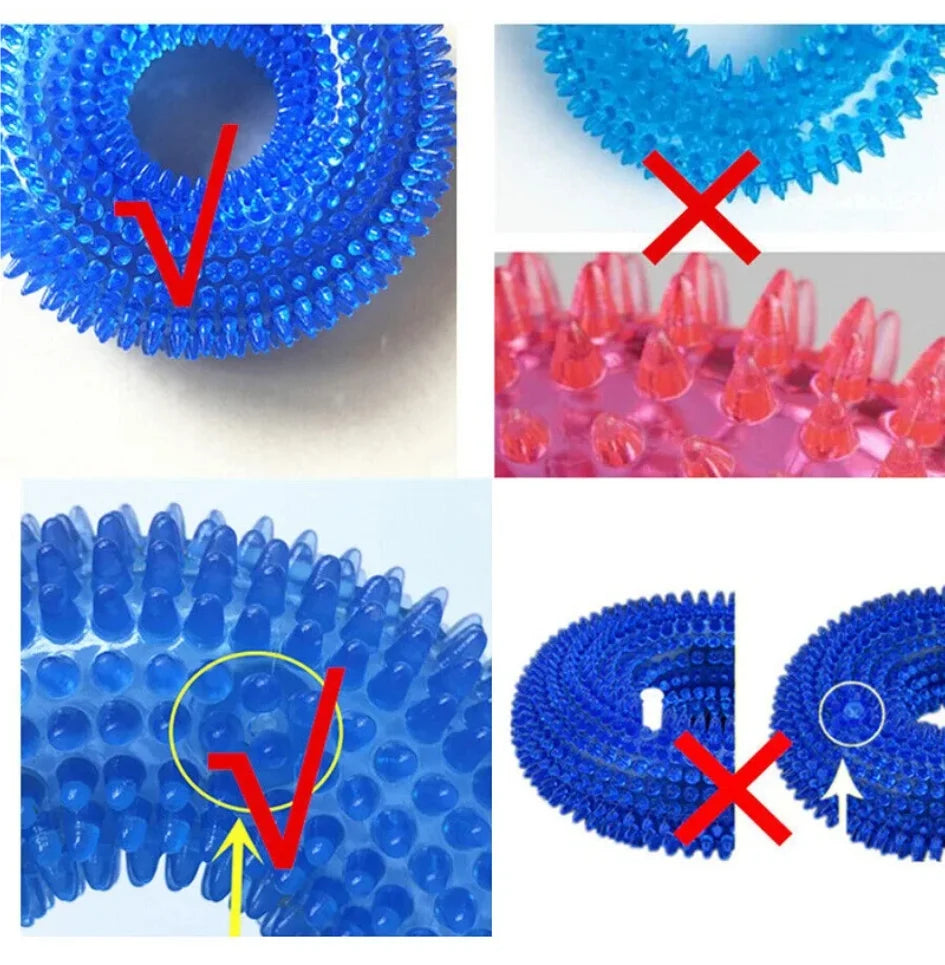 Squeaky Pet Dog Interactive Chew Toy Puppy Bite Resistant Thorn Barbed Tooth Cleaning Toy TPR Molar Chew Toys for Dogs