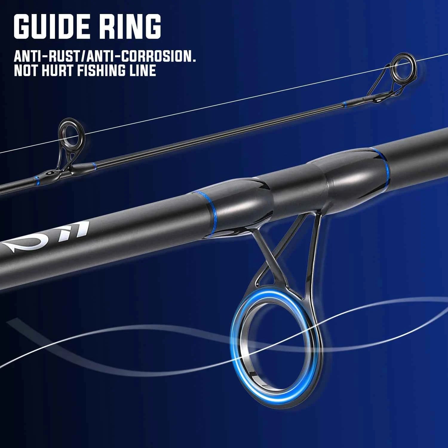 Sougayilang Surf Fishing Rod 3 Piece High Carbon Heavy Power Moderate-Fast Action 12-40LB Line Wt. Portable Travel Fishing Rod