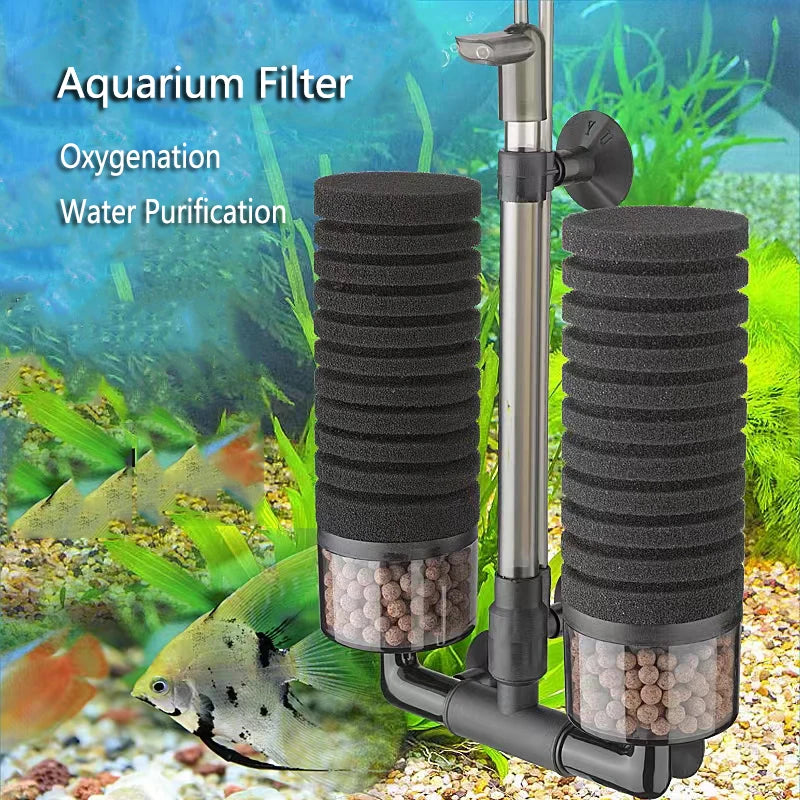 Black Aquarium Filter for Aquarium Fish Tank Air Pump Skimmer Biochemical Sponge Filter Aquarium Bio Filters Filtro Aquario