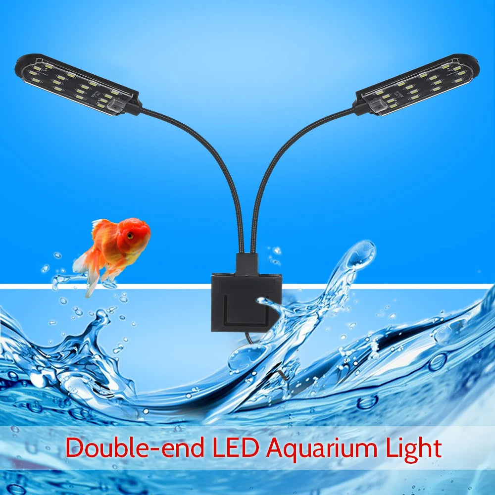 AC220V 10W 32 LED Dual-end Aquarium Light Fish Jar Lamp Flexible Bendable Illumination Angle White Portable