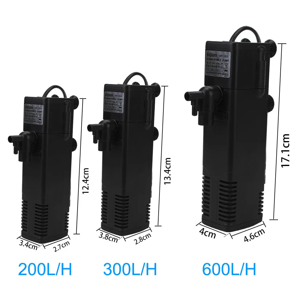 Low Level Water Submersible Water Filter Pump Aquarium Fish Tank Oxygen Increasing Pump EU Plug Turtle Tank Filter