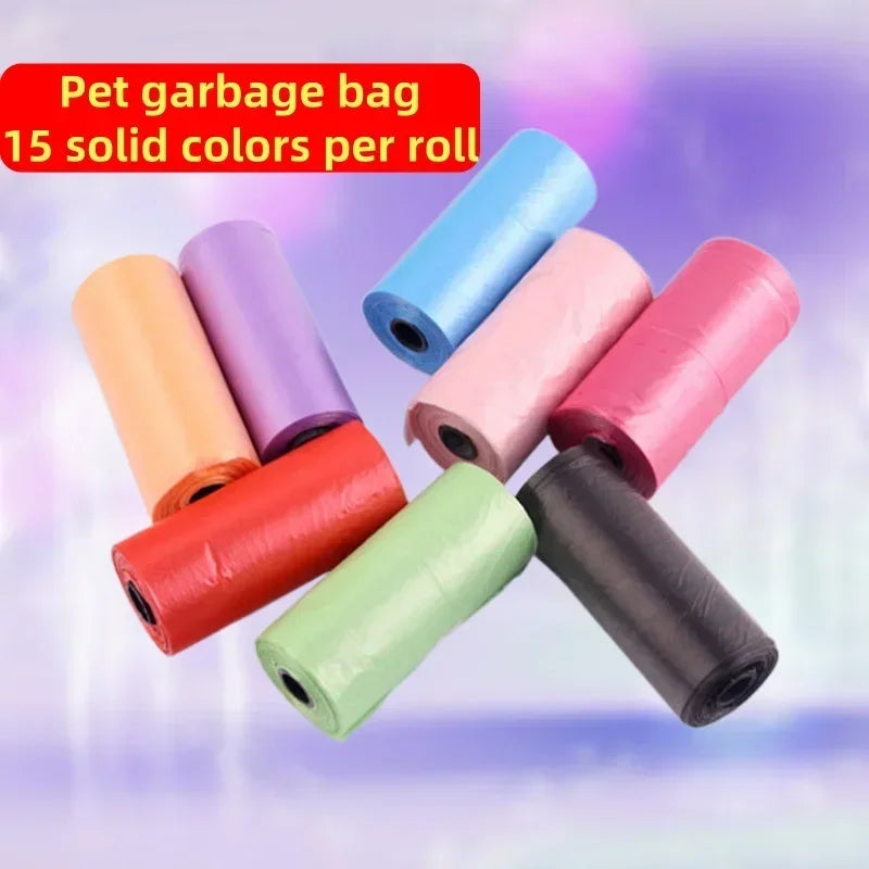 Pet Poop Bag Solid Color Printed Pet Garbage Bag Cleaning Poop Bag Walking Dog Portable Toilet Bag Dog Supplies Poop Bag Set