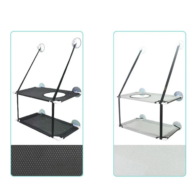 Cat Hammock Window Bed Kitten Sunny Seat Hanging Mount Beds Cat Sofa double-decker tunnels Suction Cup Wall Pet Hanging Winter - Play Paws Toys