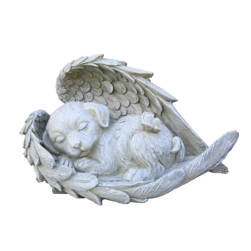 Pet Tombstone Dog Cat Tombstone Memorial Stone Personalized Memorial Stone Resin Statue Creative Angel Dog Cat Ornament