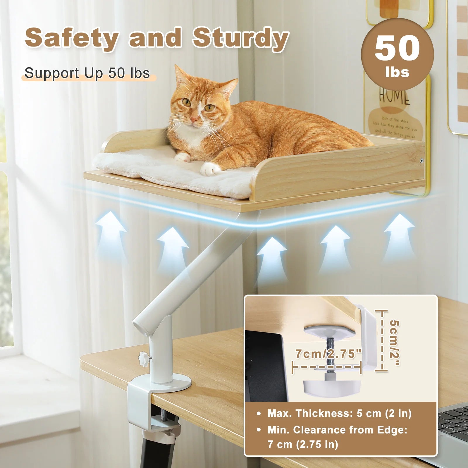 Cat Desk Bed, 360° Rotatable Cat Bed Stand for Indoor Cats, Adjustable Cat Basket, Cats Hammock for Table, Soft Cat Bed for Desk - Play Paws Toys