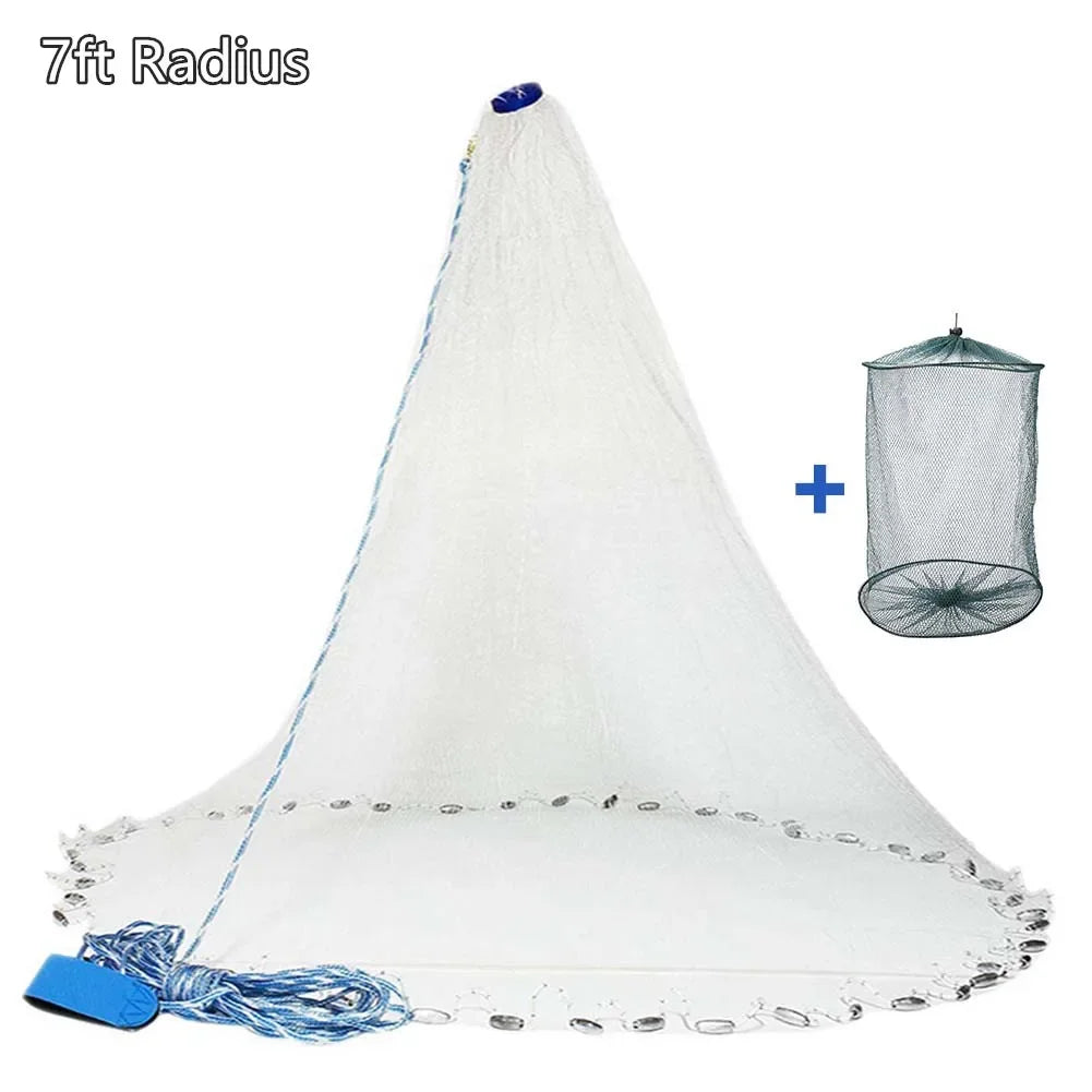 Casting Net 4ft 6ft 8ft Radius Cast Nets USA Saltwater Freshwater Fishing Net with Ring Easy to Throw Casting Net for Bait Trap