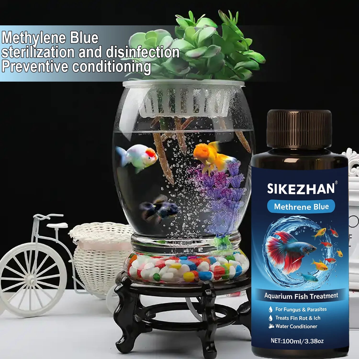 Methylene Blue Solution Aquarium Fish Treatment Medicine Anti Fungus Bacteria Parasite Cure Tropical Freshwater Marine Fish Tank