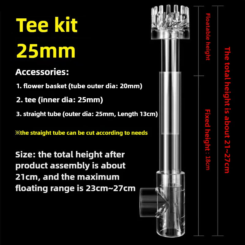 DIY Clear Aquarium Skimmer Acrylic Lily Pipe Spin Surface Inflow Outflow Water Plant Tank Filter Cleaning Fish Tank Accessories