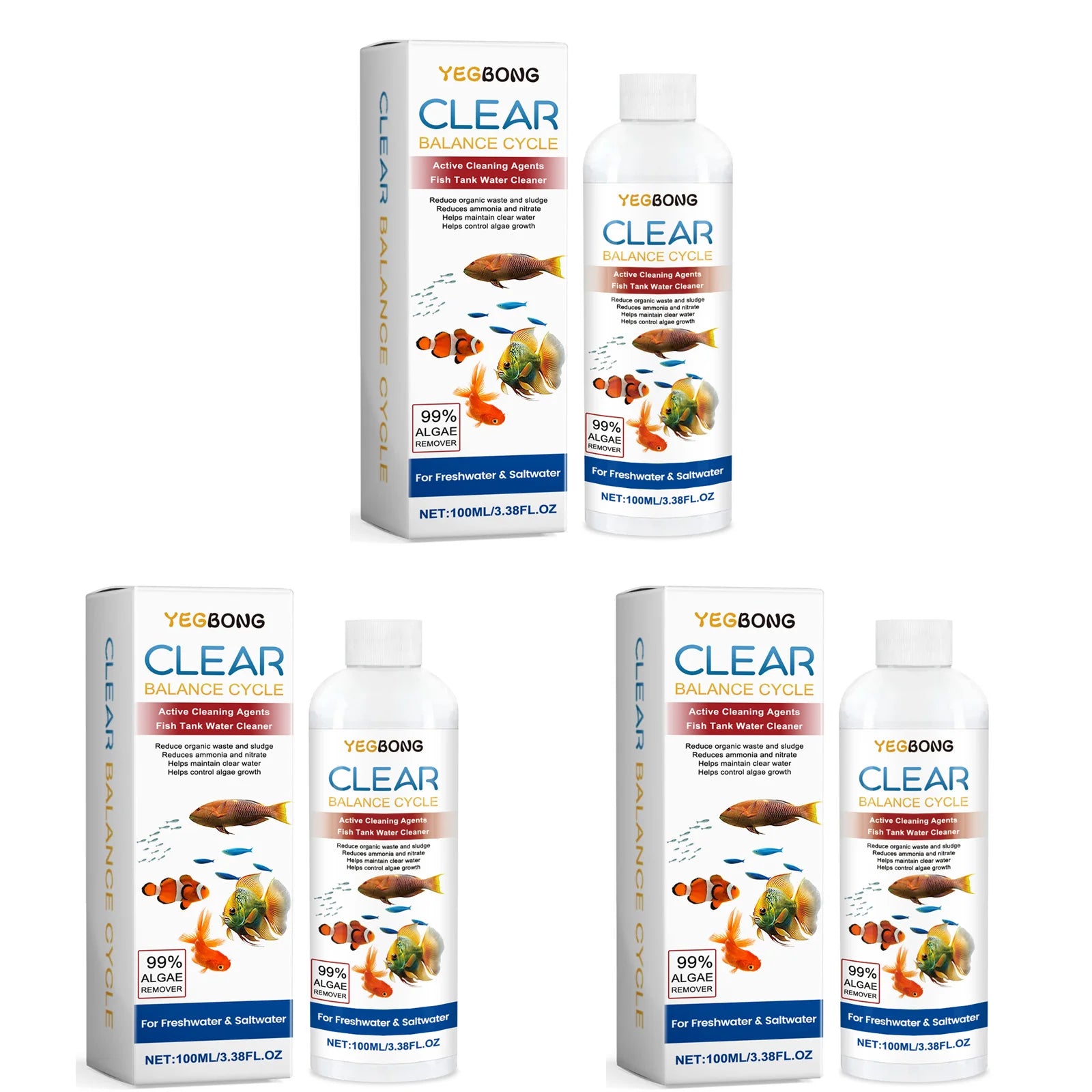 Fish Tank Water Clarifying Agent Quick Clean Stains and Sludge Control Algae Growth Water Purification Fish Tank Water Cleaner