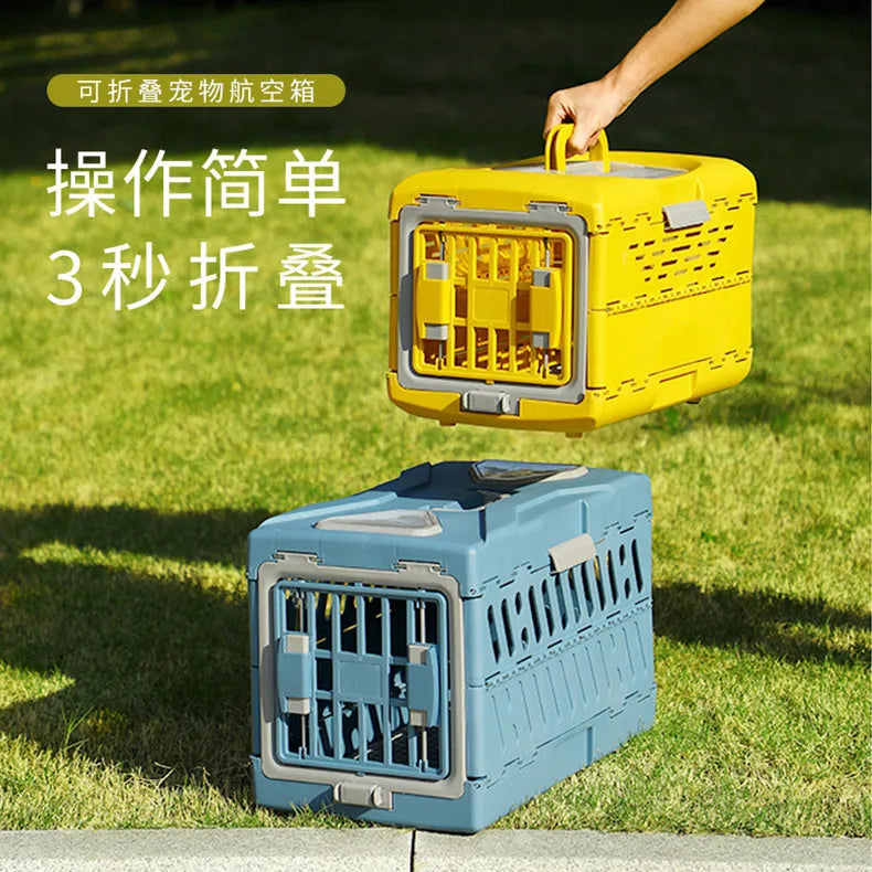 Pet Supplies Car Portable Cat Cage Portable Foldable Flight Case Breathable Kennel For Outing Pet Check-in Box - Play Paws Toys