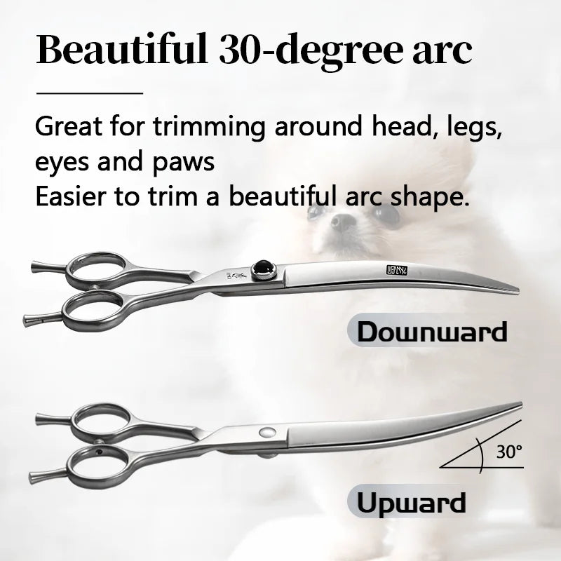 Fenice 6.5/7.0/7.5 Inch Pet Grooming Scissors Set Dog Hair Trimming Shears Cutting Thinning Curved Scissor Kit for Family Use