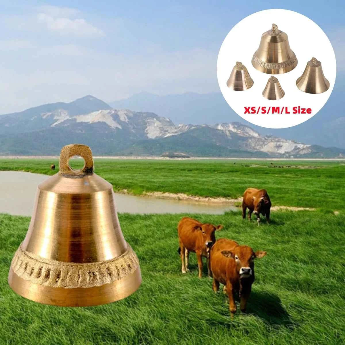 Cattle Sheep Copper Bell Super Loud Wind Chime Horse Cat Dog Livestock Bell Horn Hand-cranked Bell Outdoor Doorbell Ornament 1Pc