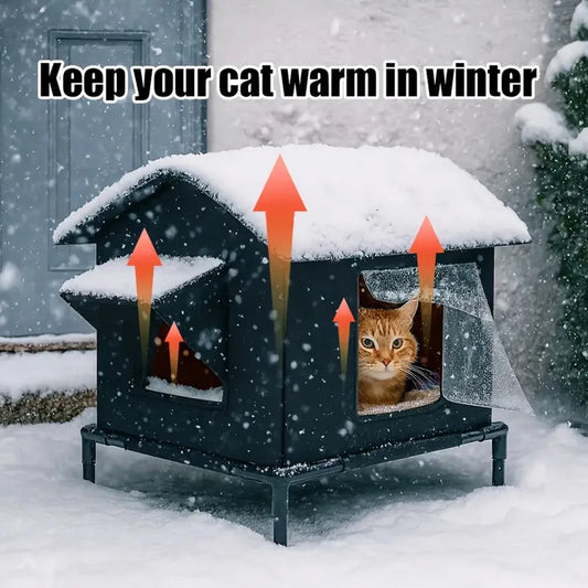 Elevated Pet House-Bed Moisture-Proof Design Cat House Weatherproof for Indoor or Outdoor Use Fits Small or Medium Pets - Play Paws Toys