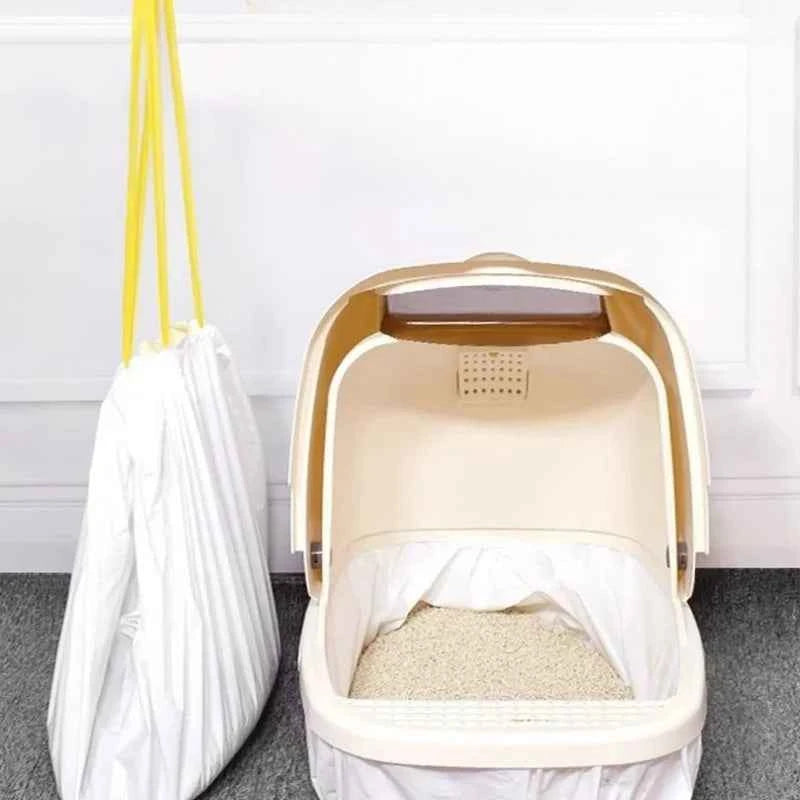1/3/5 Rolls Of Cat Litter Box Lined With Ultra Durable Drawstring Cat Litter Box Bag Pet Supplies Cat Cleaning Supplies