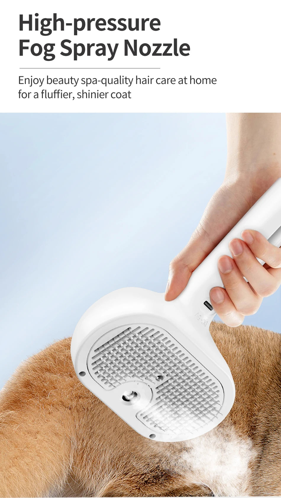 ROJECO Pet Spray Hair Comb Professional Electric Hair Straightener Comb Brush For Cat Pet Massage Comb Steam Brush For Hair Care