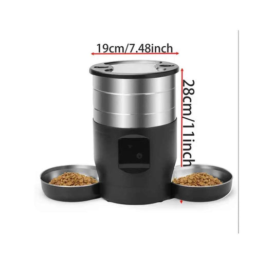 4.5L wifi/button version pet feeder intelligent food dispenser with dual bowls, used for cat and dog dry goods accessories