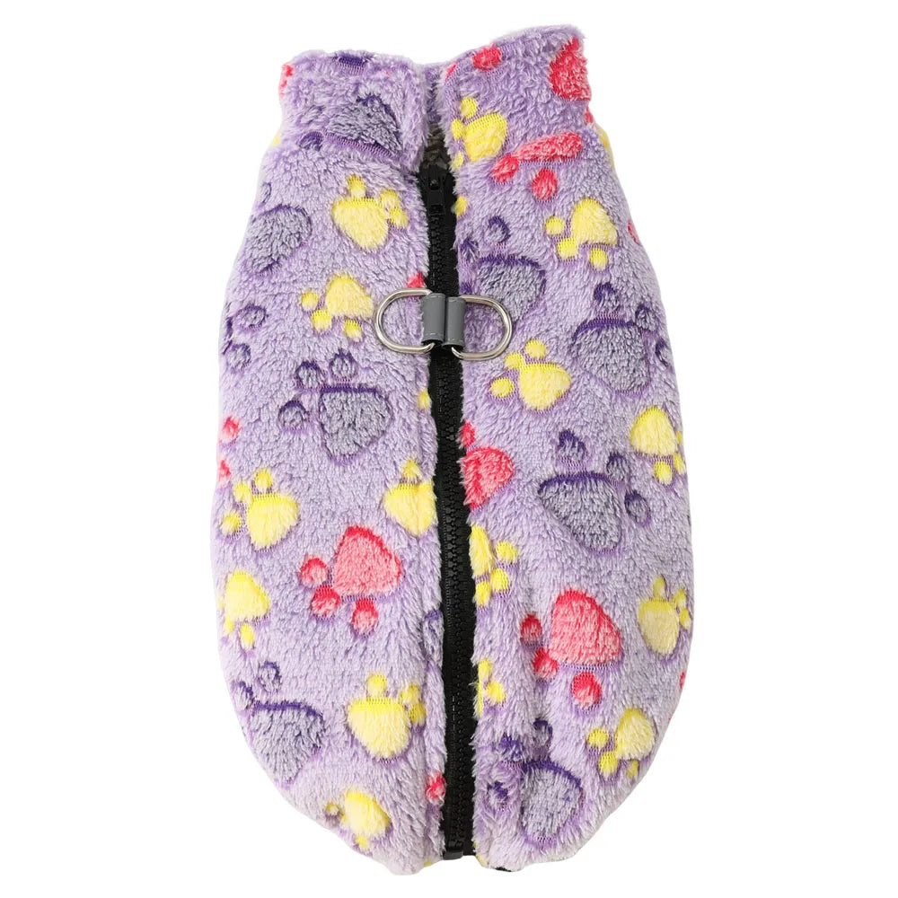 Autumn Winter Puppy Jacket Soft Fleece Clothes For Small Dogs Overalls Cute Paw Print Chihuahua Coat Yorkshire Vest Pet Costume