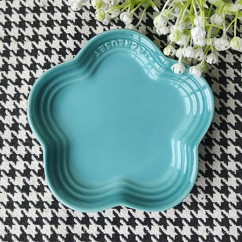 14cm Plum Blossom Small Plate Sauce Plates French Cool Color Cake Dish Gradual Spit Bone Dishs Tableware Ceramic Dessert