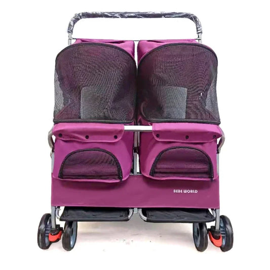Multifunctional pet car Ultra-light two-seater pet buggy Detachable and washable trolley Universal pet car for cats and dogs - Play Paws Toys
