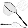 Fly Fishing Landing Net Soft Rubber Mesh Catch Release Fish Net Lightweight Portable Landing Net with Aluminum Handle Frame