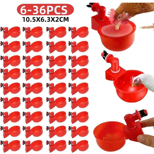 6-36Pcs Chicken Duck Drinking Cup Automatic Drinker Chicken Feeder Plastic Poultry Farm Water Drinking Cups Easy Installation