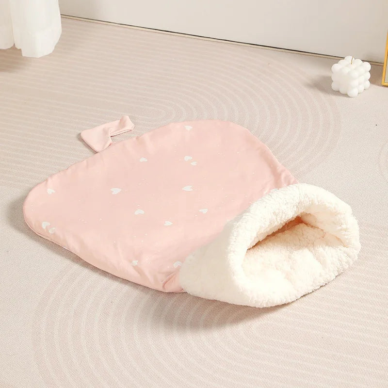 Cat Sleeping Bag Soft Cuddly Fluffy Feel Thickened Pet Pocket Type Quilt Bed Kitten Puppy Soft Comfortable Warm Nest Pet - Play Paws Toys