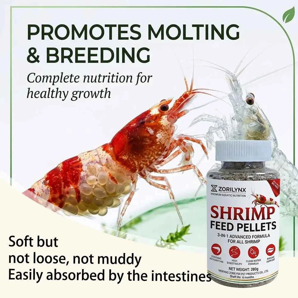 Nutritious Shrimp Feed Sinking Pellets High Protein Calcium Rich Food for Crystal Red Cherry Shrimp Aquarium Tank ZORILYNX