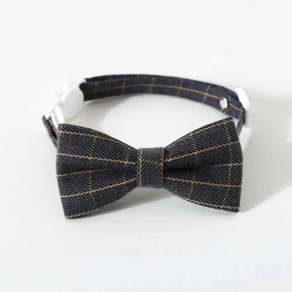 Pet Accessories for Dogs Cats Bowtie British Style Puppy Plaid Tie Breakaway Bowknot Collar for Small Dog Cat Gentleman Costume
