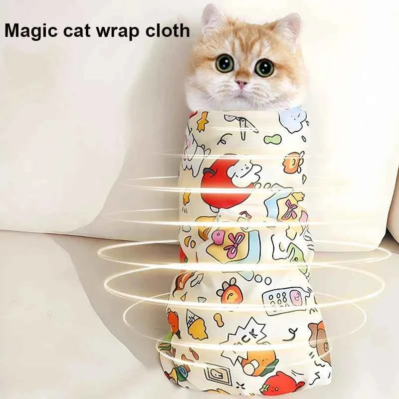 Cat Warm Wrap Self-Adherent Cat Swaddle Burrito Wrap Anti-Bite Anti-Scratch Anti-Escape for Medicine Nail Clipping Pet Tool