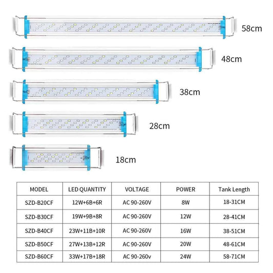 Ultra thin LED aquarium light aquatic plant light expandable clip on light 18-75CM fish tank 220-240V