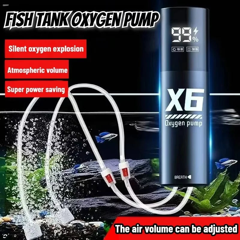 5W USB Rechargeable Oxygen Pump for Outdoor Fishing/Aquarium, Portable Aerator with 48H Runtime for Night Fishing