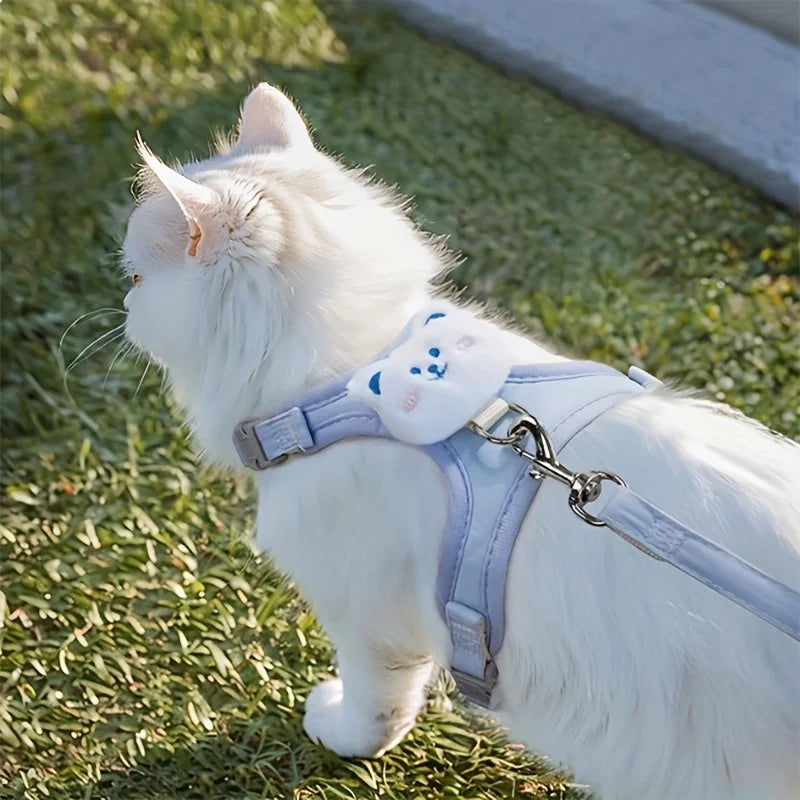 Pet Dog Harness and Leash Set, Suitable for Small, Medium and Large Dogs - I-Shaped Design, Pet Leash and Harness Set, Safe Pet Vest, Cute Flower Decoration, Adjustable Dog Harness