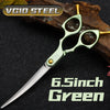 Fenice Professional JP440C&VG10 Colorful 6.0 6.5 Inch Curved Grooming Scissors Pet Scissor for Dogs Cats