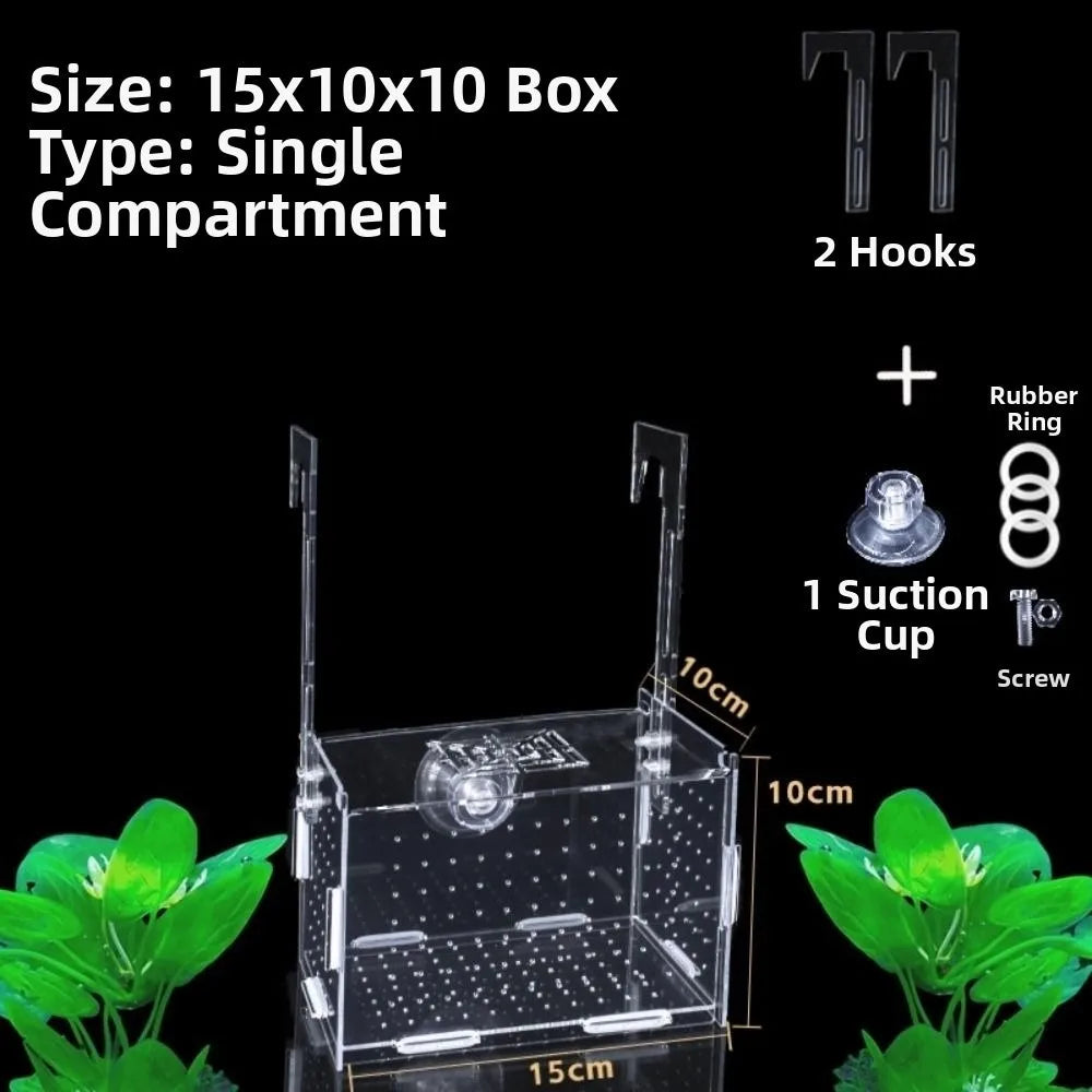 1PC Small Fry Aquarium Isolation Box Hatchery Divider Spawning Hatching Fish Breeding Box with Hook Acrylic Hydroponic Plant Box
