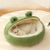 New Pet Nest Winter Warm Dog Den Cat Villa Plush Pets Mattress Small Frog Shape Semi Enclosed Kitten Puppy House Pet Supplies - Play Paws Toys