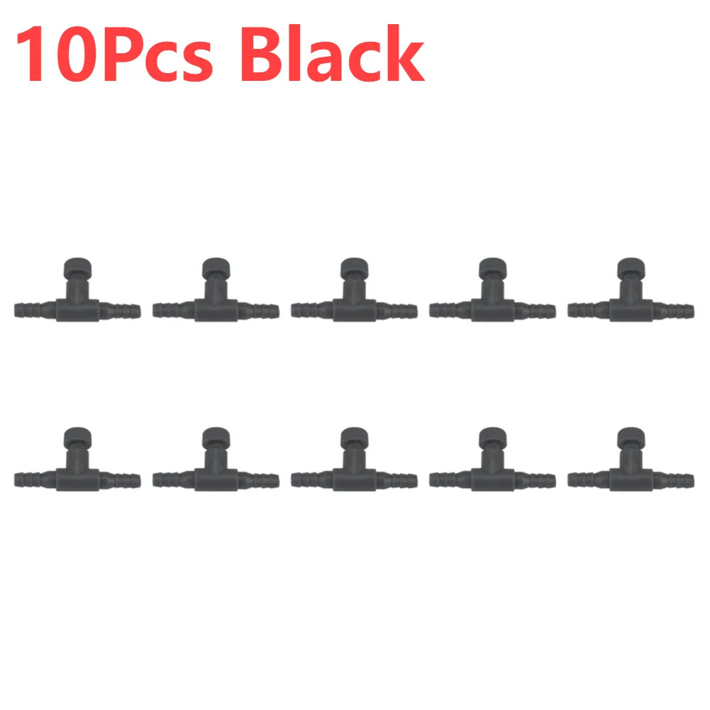 5/10pcs Fish Tank Air Line Flow Control Regulator Valve Aquarium Air Regulating Valve Switch Oxygen Pipe Tee Joint For 4mm Airli
