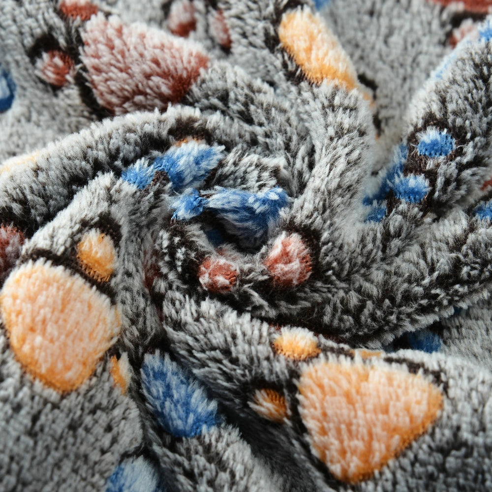 Warm Pet Cat Blanket Autumn Winter Cozy Thicken Fleece Kitten Footprint Bed Mat for Small Medium Big Cats Dog Chihuahua Supplies - Play Paws Toys