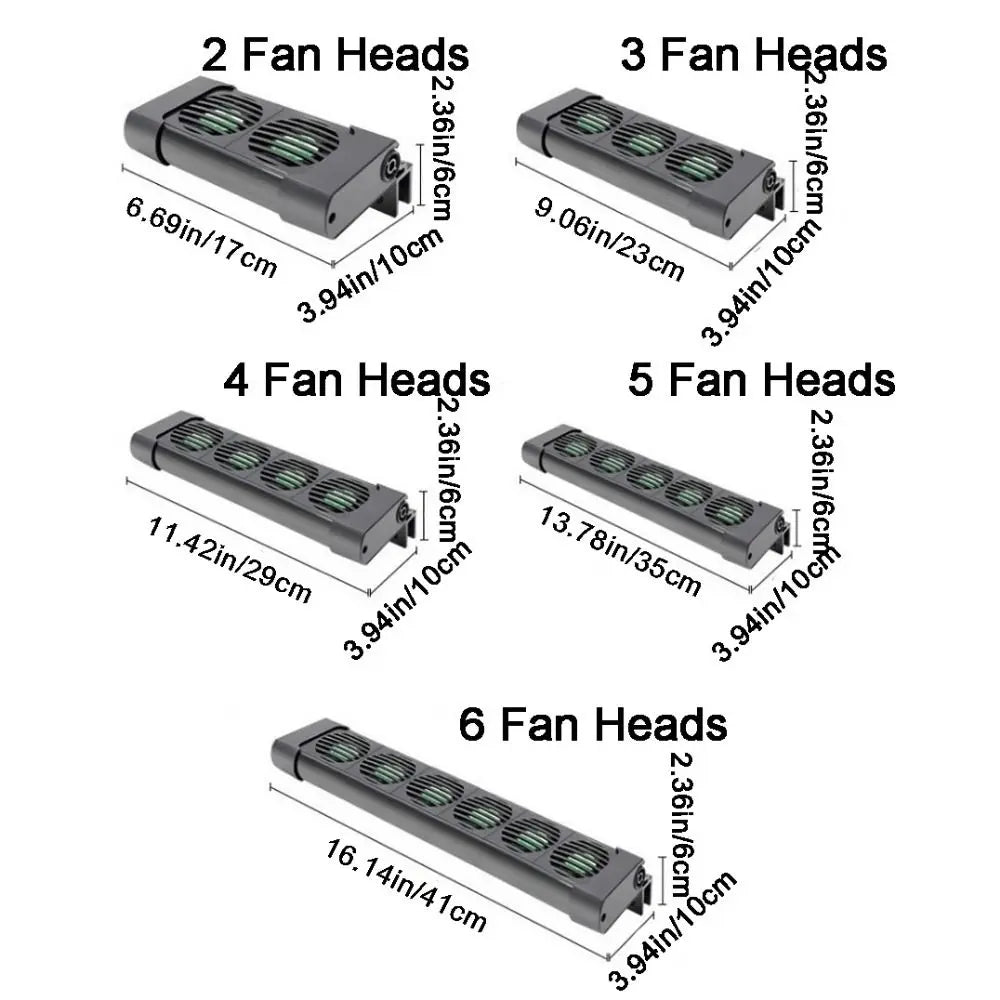 2/3/4/5/6 Head Aquarium Cooling Fans 135° Rotation Silent Fish Tank Cooler US Plug Temperature Control System Chiller Control