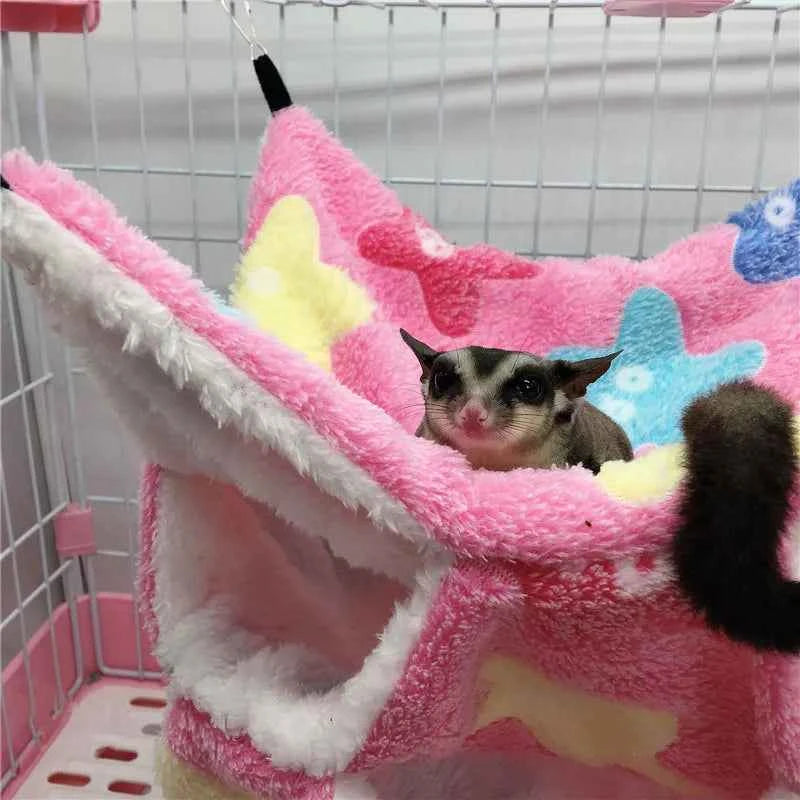 Double Layered Hamster Cage Sleeping Hammock Print Guinea Pig Clothes Bed Rodent Hammock Chinchilla Cage Little House
